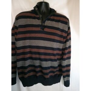 Telluride Striped Pullover Sweater Mock Neck Casual Mens Size XL‎